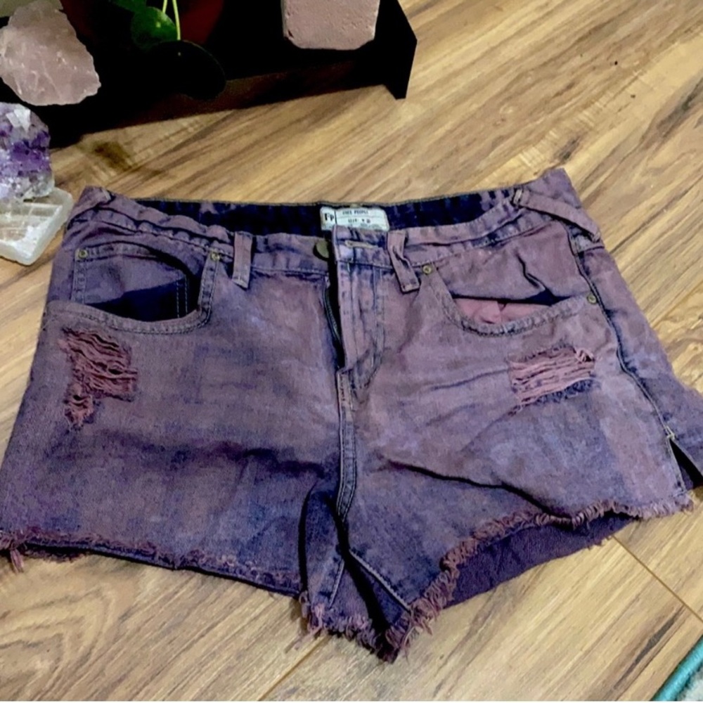 Free People Purple Acid Wash Jean Shorts Size 29